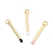 Brass Enamel Pendants, with Jump Rings, Cadmium Free & Lead Free, Matchstick Charms, Real 18K Gold Plated, Mixed Color, 26.5mm, Hole: 3.5mm