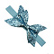 Elastic Baby Headbands for Girls, Hair Accessories, with Cloth Bowknot, Glitter Powder, Sky Blue, 11 inch(280mm)