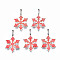 Alloy Enamel Pendants, with Glitter Powder, Cadmium Free & Lead Free, Platinum, Snowflake, Light Coral, 27x17x2mm, Hole: 3x5mm
