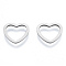 Non-Tarnish 201 Stainless Steel Linking Rings, Heart, Stainless Steel Color, 11x12x1mm, Inner Diameter: 7.5x9.5mm