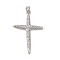 Rack Plating Brass & Clear Cubic Zirconia Pendants, Cadmium Free & Lead Free, Long-Lasting Plated, Corss, Platinum, 35.5x23.5x2.6mm, Hole: 4x3.2mm
