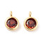 Brass Micro Pave Cubic Zirconia Charms, Cadmium Free & Nickel Free & Lead Free, Flat Round, Real 18K Gold Plated, Chocolate, 9x6x3.5mm, Hole: 2mm