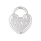 Non-Tarnish 304 Stainless Steel Pendants, Heart Padlock with Word Love, Stainless Steel Color, 16x13x2mm, Hole: 5x6mm