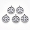Non-Tarnish 304 Stainless Steel Pendants, Laser Cut, Flat Round with Sun, Stainless Steel Color, 16.5x14x1mm, Hole: 1.4mm