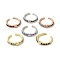 Rack Plating Brass Micro Pave Cubic Zirconia Cuff Rings, Long-Lasting Plated, Lead Free & Cadmium Free, Mixed Color, Adjustable