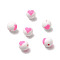 Handmade Polymer Clay Beads, Round with Heart Pattern, Pink, 8mm, Hole: 1.5mm