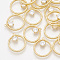 Brass Cubic Zirconia Pendants, Cadmium Free & Nickel Free & Lead Free, Ring, Clear, Real 18K Gold Plated, 16x14x3mm, Hole: 0.8mm