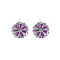 Enamel Stud Earring Findings, with Brass Findings, with Loop, Nickel Free, Flower, Purple, Real Platinum Plated, 11x10.5mm, Hole: 1mm, Pin: 0.8mm