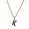 304 Stainless Steel Black Enamel Initial Pendant Twisted Chain Necklaces, Golden, Letter K, 15.75 inch(40cm)