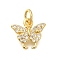 Rack Plating Brass Micro Pave Cubic Zirconia Charms, Lead Free & Cadmium Free, Long-Lasting Plated, Butterfly, Real 18K Gold Plated, 10.5x11.5x1.5mm, Hole: 3.5mm