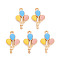 Alloy Enamel Pendants, Cadmium Free & Lead Free, Light Gold, Balloon, Light Sky Blue, 23x14x2mm, Hole: 1.6mm