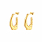 Stainless Steel C-shape Hoop Earrings for Women, Real 18K Gold Plated, 17x25mm