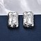 Rectangle Brass Micro Pave Cubic Zirconia Stud Earrings, Lead Free & Cadmium Free, Long-Lasting Plated, Rack Plating, Platinum, 18x12mm