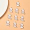 Alloy Enamel Pendants, Cat Charms, Light Gold, White, 20x19x1mm, Hole: 1.5x2.5mm