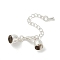 Brass Chain Extender, with Cord Ends and Lobster Claw Clasps, Silver, 31mm long, cord end: 5mm wide, 8mm long, hole: 3mm