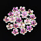 Transparent Electroplate Glass Bead Caps, 5-Patal Flower, Hot Pink, 10~11x4~4.5mm, Hole: 1.2~1.4mm