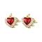 Brass Micro Pave Cubic Zirconia Pendants with Enamel, Heart, Rack Plating, Long-Lasting Plated, Lead Free & Cadmium Free, with Jump Ring, Real 18K Gold Plated, 13.5x17x3mm, Hole: 3.2mm