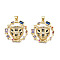 Brass Micro Pave 
Cubic Zirconia Pendants, with Brass Snap on Bails, Nickel Free, Real 18K Gold Plated, Ring with Leopard, Colorful, 29x27.5x5mm, Hole: 3x5mm