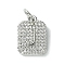 Rack Plating Brass Micro Pave Clear Cubic Zirconia Charms, Long-Lasting Plated, Lead Free & Cadmium Free, Rectangle with Letter Pattern, with Jump Ring, Platinum, Letter J, 14x9.5x2mm, Hole: 3mm