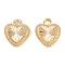 Brass Charms, Heart Charms, Cadmium Free & Nickel Free & Lead Free, Real 18K Gold Plated, 11.5x10x3mm, Hole: 1.5mm