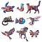 18Pcs 9 Styles Printed Alloy Pendants, Butterfly/Tortoise/Horse/Bird/Fish/Cat, Mixed Color, 21~45x23~45x1~3mm, Hole: 2mm, 2pcs/style