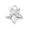 Rack Plating Brass Micro Pave Clear Cubic Zirconia Pendants, Star Charms, Long-Lasting Plated, Cadmium Free & Lead Free, Platinum, 16x14.5x4mm, Hole: 2.5mm