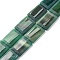 Natural Green Onyx Agate Beads Strands, Dyed & Heated, Rectangle, 34.5~37x25.5~27.5x5.5~6.5mm, Hole: 2mm, about 11pcs/strand, 15.75''(40cm)
