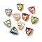 Brass with K9 Glass Pendants, Light Gold, Leopard Head Charms, Mixed Color, 16x14x8.5mm, Hole: 1.5mm