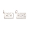 Brass Pendants, with Jump Rings, Cadmium Free & Lead Free, Long-Lasting Plated, Cassette, Platinum, 20x18.5x1.5mm, Hole: 3mm