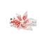 Brass and Enamel Fold Over Clasp, Fish, Red, Silver, 26mm, Hole: 4mm