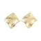 304 Stainless Steel Stud Earrings, Twist Square, Golden, 27.5x28mm