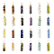 24Pcs 24 Styles Natural Mixed Gemstone Copper Wire Wrapped Pendants, Platinum & Golden, Column Charms, 21mm, Hole: 3mm, 1pc/style