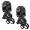 2Pcs Brass European Beads, Largr Hole Beads, Skull Octopus, Gunmetal, 28x14.5x15.5mm, Hole: 6mm