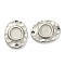 Non-Tarnish 304 Stainless Steel Cabochon Connector Settings, Hammered Oval, Stainless Steel Color, Tray: 5.5mm, 15x11.5x2mm, Hole: 1.2mm