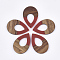 Resin & Walnut Wood Pendants, Teardrop, Red, 38x25.5x3mm, Hole: 2mm