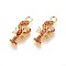 Brass Micro Pave Cubic Zirconia Pendants, Lobster, Orange Red, Golden, 23.5x10x3mm, Hole: 3mm