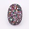 Brass Micro Pave Cubic Zirconia Beads, Long-Lasting Plated, Flat Oval, Gunmetal, 19x13x8mm, Hole: 2mm