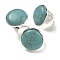Synthetic Turquoise Round Adjustable Rings, Lead Free & Cadmium Free, Silver Plated Brass Finger Rings for Women Men, Round: 28mm, Inner Diameter: 18mm