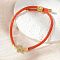 Adjustable Nylon Cord Bracelets, Brass Micro Pave Cubic Zirconia Letter Charms Jewelry for Women Men, Rack Plating, Long-Lasting Plated, Letter R, 1/8 inch(0.3cm), Inner Diameter: 2-5/8 inch(6.6cm)