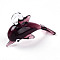 Handmade Silver Foil Lampwork Pendants, Dolphin Charms, Old Rose, 27~29x44~46x16.5~18.5mm, Hole: 4~5x4~6mm