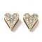 PVD Vacuum Plating 304 Stainless Steel Crystal Rhinestone Beads, Slide Charms, Real 18K Gold Plated, Heart, 9x8x4mm, Hole: 6.5x1.4mm