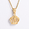 Vintage Style Stainless Steel Crown Pendant Necklaces, Real 18K Gold Plated