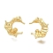 Brass Stud Earring Findings, with 925 Sterling Silver Needle, with Loop, Cadmium Free & Nickel Free & Lead Free, Moon, Real 18K Gold Plated, 19x19mm, Hole: 1mm, Pin: 0.8x11.5mm