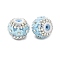 Opaque Acrylic Rhinestone Beads, Round with Flower, with Resin and Iron Chains & Imitation Pearls, Blue, 20x18mm, Hole: 3mm