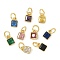 Square Brass Micro Pave Cubic Zirconia Pendants, Rack Plating, Long-Lasting Plated, Cadmium Free & Lead Free, Golden, with Jump Ring, Mixed Color, 7x5x2.5mm, Hole: 3.6mm