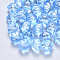 Transparent Spray Painted Glass Beads, with Glitter Powder, Flower, Dodger Blue, 10.5x9.5x8mm, Hole: 1mm