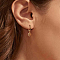 S925 Sterling Silver Rhombus with Butterfly Hoop Earrings, with Rhinestone, Golden, 18x7x10mm