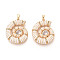 Brass Micro Pave Clear Cubic Zirconia Enamel Pendants, Conch Shape, Real 18K Gold Plated, White, 30x24x4mm, Hole: 5x2mm