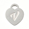Non-Tarnish 304 Stainless Steel Pendants, Laser Cut, Heart with Letter Charm, Stainless Steel Color, Letter V, 15x12x1mm, Hole: 3x3.5mm