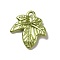 Painting Alloy Pendants, Leaf, Yellow Green, 22x20x3mm, Hole: 2mm